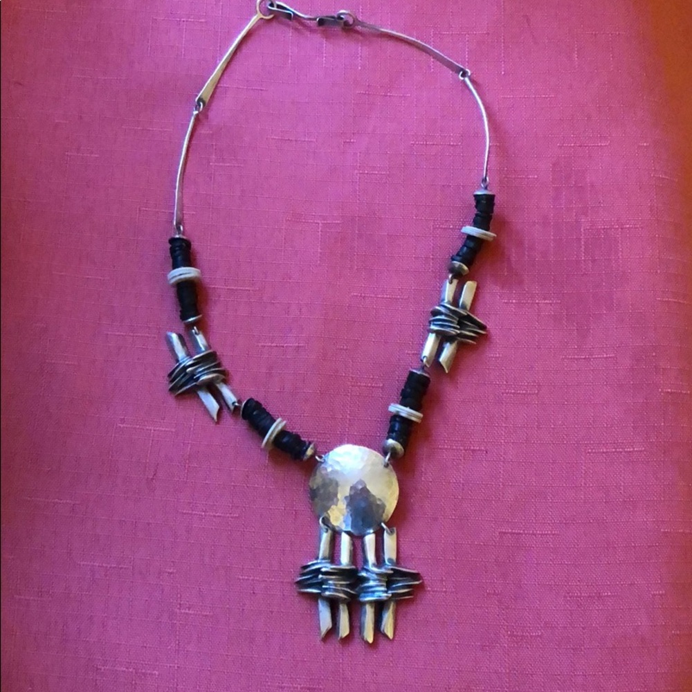 Sterling had made medallion necklace with beads